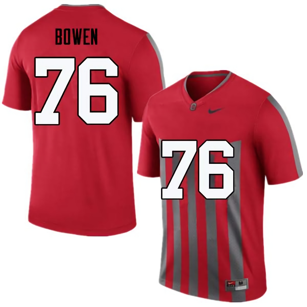 Branden Bowen Ohio State Buckeyes Men's NCAA #76 Nike Throwback Red College Stitched Football Jersey OGS2256JX